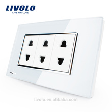 2016 Venta caliente Livolo EE. UU. Estilo 2 pines Cristal blanco Socket 10A AC 125 ~ 230V Toma de corriente de pared con enchufe VL-C3C3A-81